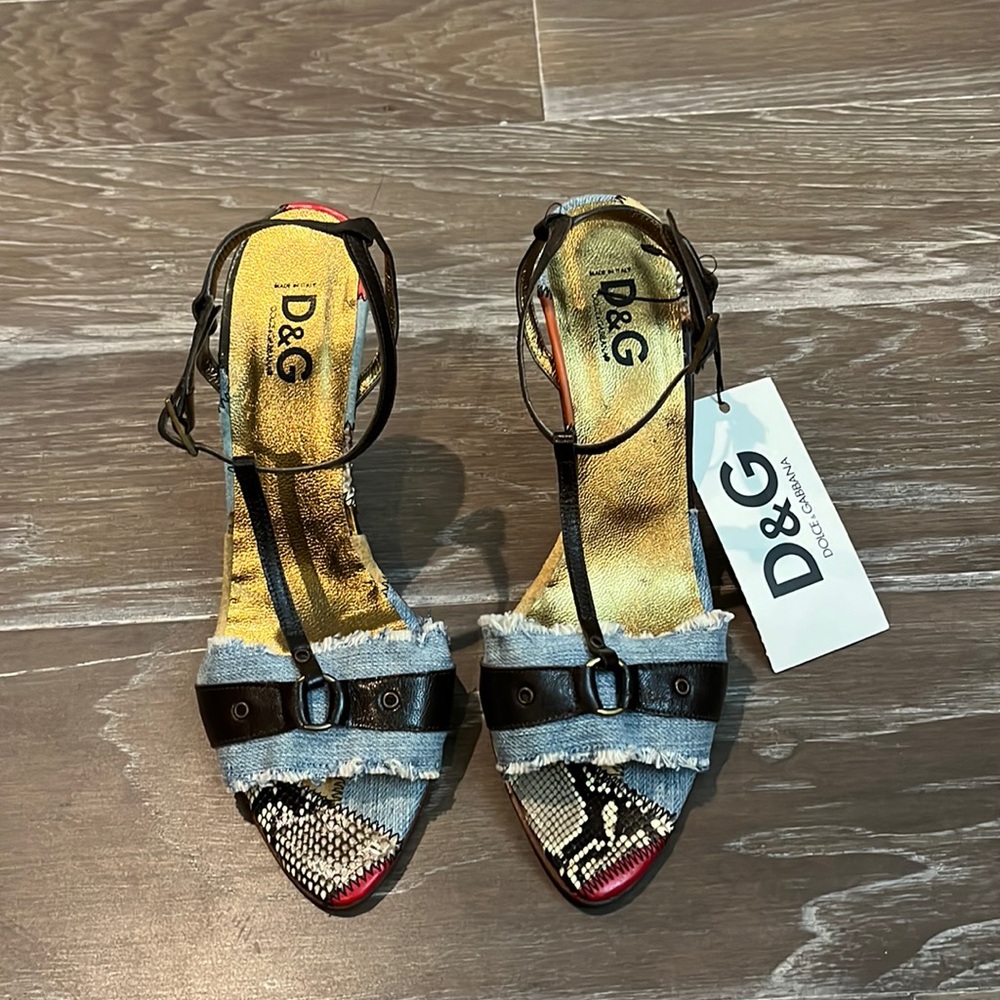 D&G denim patchwork heels